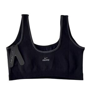 Nike x SKIMS Ribbed Seamless Scoop Athletic Bra Black Womens Medium New